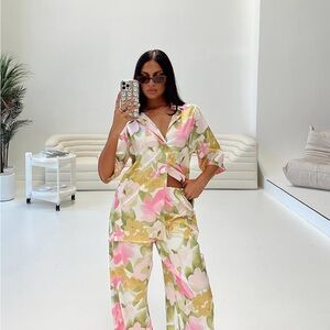 Princess Polly Floral Oversized Short Sleeve Button-Down Shirt